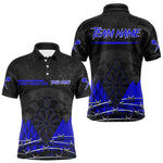 Blisscorners Barbed Wire & Grunge Dartboard Blue Darts Shirt For Men - Custom Name For Players MT2306