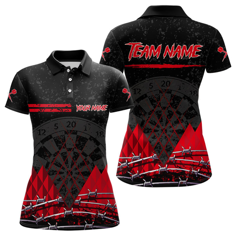 Blisscorners Barbed Wire & Grunge Dartboard Red Darts Shirt For Men - Custom Name For Players MT2306