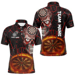 Blisscorners Dripping Skull Flaming Dartboard Men's Red Darts Shirt - Custom Name For Players MT2306
