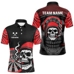 Blisscorners Smoking Skull Red Dartboard Men's Darts Shirt - Custom Name For Darts Jersey MT2306