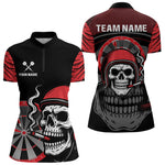 Blisscorners Smoking Skull Red Dartboard Men's Darts Shirt - Custom Name For Darts Jersey MT2306