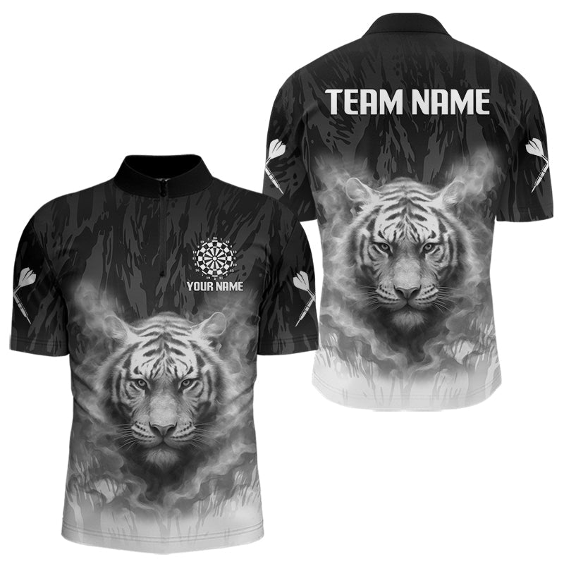 Blisscorners Men's Custom Darts Shirt With Pale Smoke Tiger Grunnge Pattern Dartboard