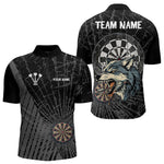 Blisscorners Personalized Wolf Black Darts Boards Polo & 1/4 Zip Shirt For Men, Dart Team Shirts LM233