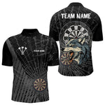 Blisscorners Personalized Wolf Black Darts Boards Polo & 1/4 Zip Shirt For Men, Dart Team Shirts LM233