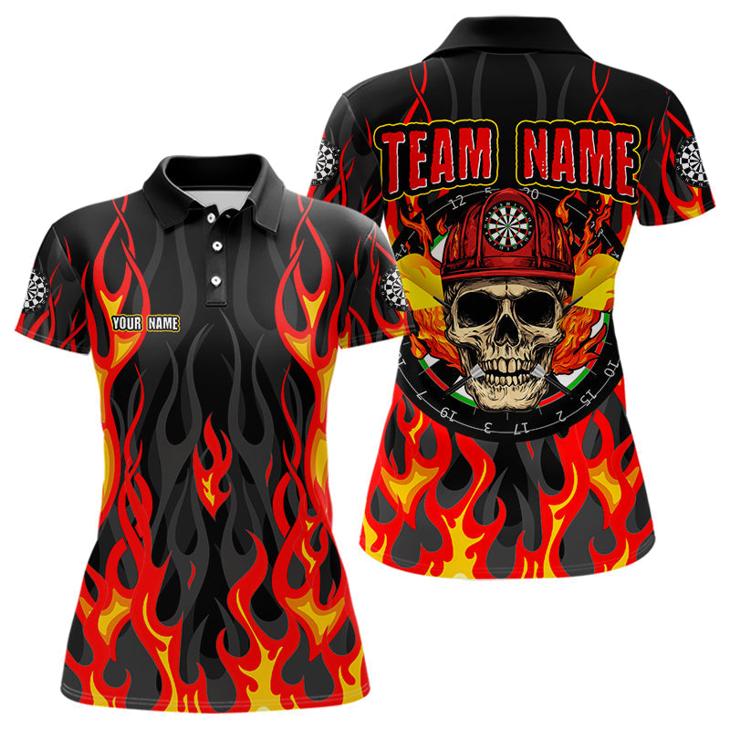 Blisscorners Personalized Skull Firefighter In Flame Custom Darts Shirt For Men, Dart Team Shirts LM233