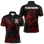 Blisscorners Men’s Custom Darts Shirt With Maroon Dragons And Black Geometric Pattern