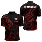 Blisscorners Men’s Custom Darts Shirt With Maroon Dragons And Black Geometric Pattern
