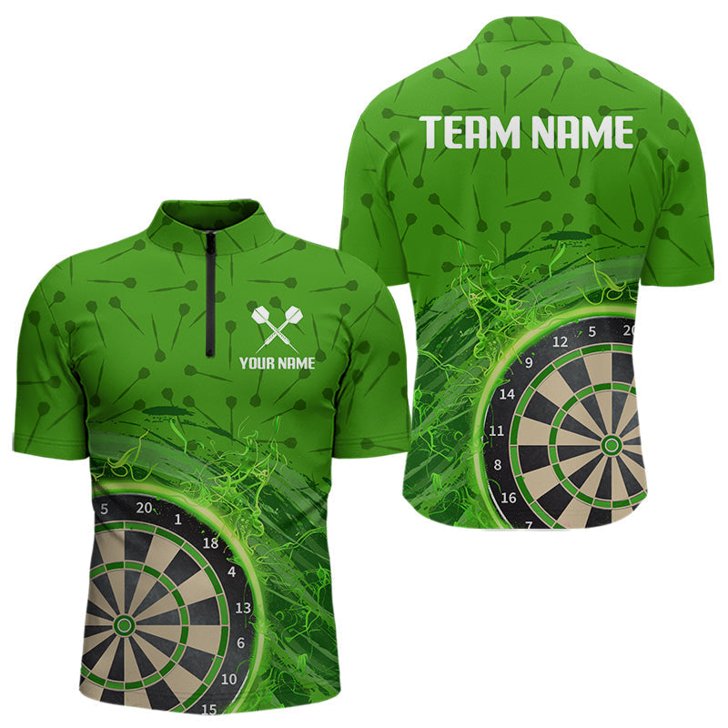 Blisscorners Green Dartboard Lightning Circle Men's Darts Shirt - Custom Name & Team Jersey LM3006