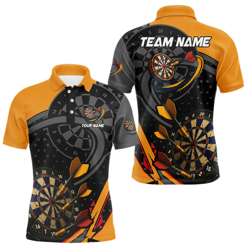 Blisscorners Cracked Dartboard & Dart Arrows Orange Darts Shirt For Men - Custom Name & Team LM3006