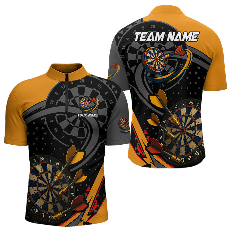 Blisscorners Cracked Dartboard & Dart Arrows Orange Darts Shirt For Men - Custom Name & Team LM3006
