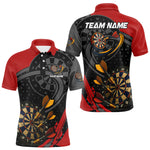 Blisscorners Cracked Dartboard & Dart Arrows Red Darts Shirt For Men - Custom Name & Team LM3006
