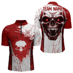 Blisscorners Personalized Eagle And Skull Grunge Red Dart Polo Shirts For Men, Dart Team Jerseys LM2007