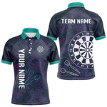 Blisscorners Purple Darts Shirt For Men With Dartboard And Arrows - Custom Team & Player Name LM1625