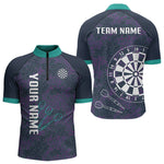 Blisscorners Purple Darts Shirt For Men With Dartboard And Arrows - Custom Team & Player Name LM1625