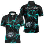 Blisscorners Flame Dartboard & Chains Darts Shirt For Men - Custom Name & Team Jersey | Opt2 - Turquoise LM3006