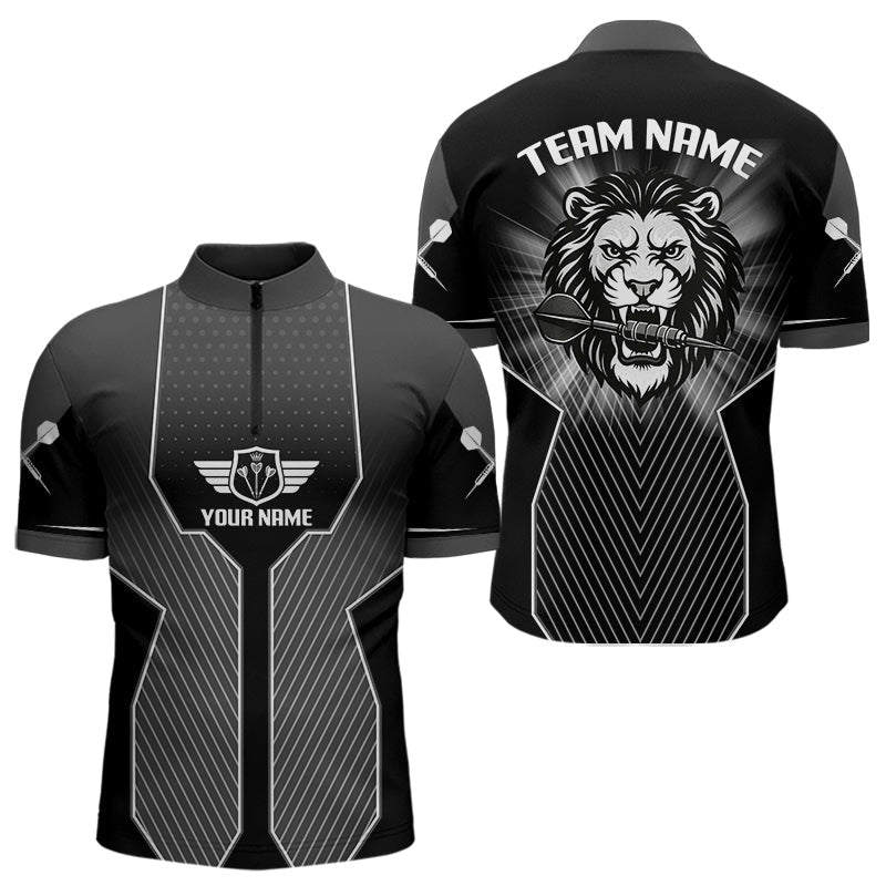 Blisscorners Dart Arrow & Lion Head Black Darts Shirt For Men - Custom Team & Player Name LM1625