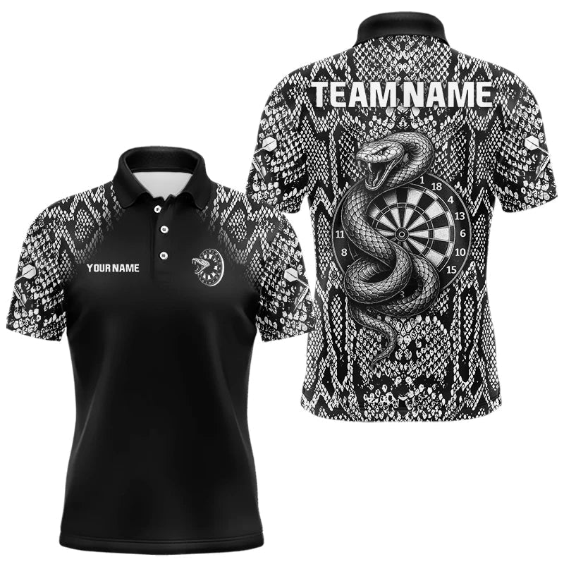 Blisscorners Grey Snake & Reptile Skin With Striking Dartboard Darts Shirt For Men - Custom Team Name