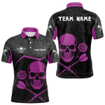 Blisscorners Purple Roses Skull & Black Cracked Pattern Darts Shirt For Men - Custom Team Name LM1625