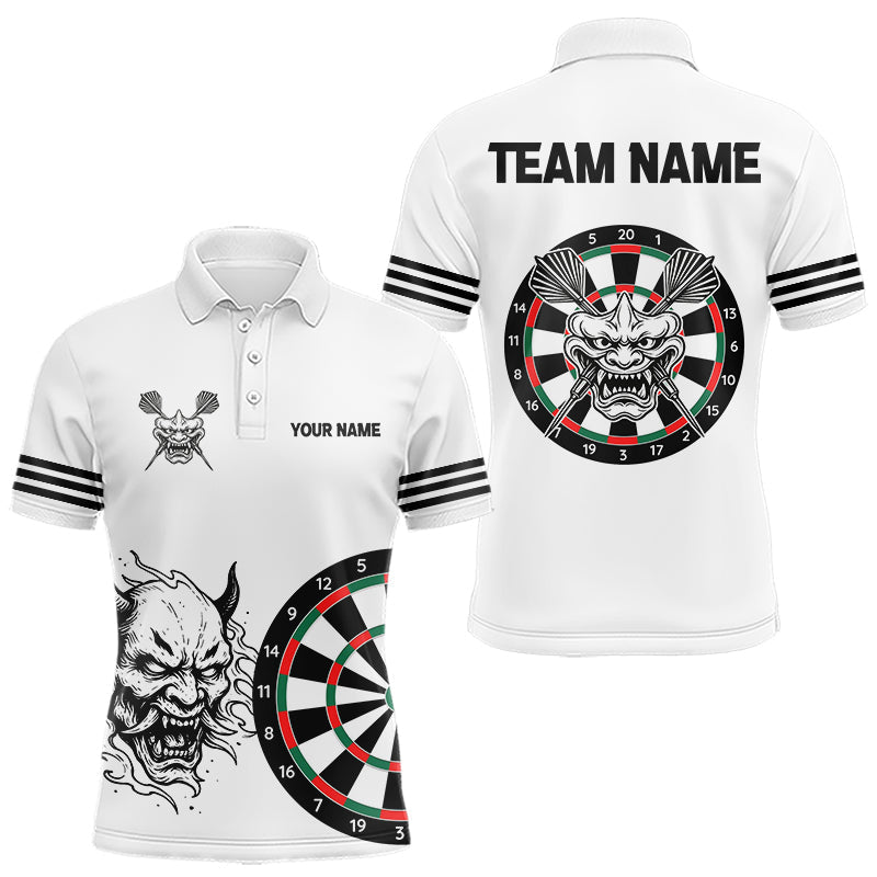 Blisscorners White Demon Head & Darts Arrow Darts Team Shirt For Men - Customizable Name
