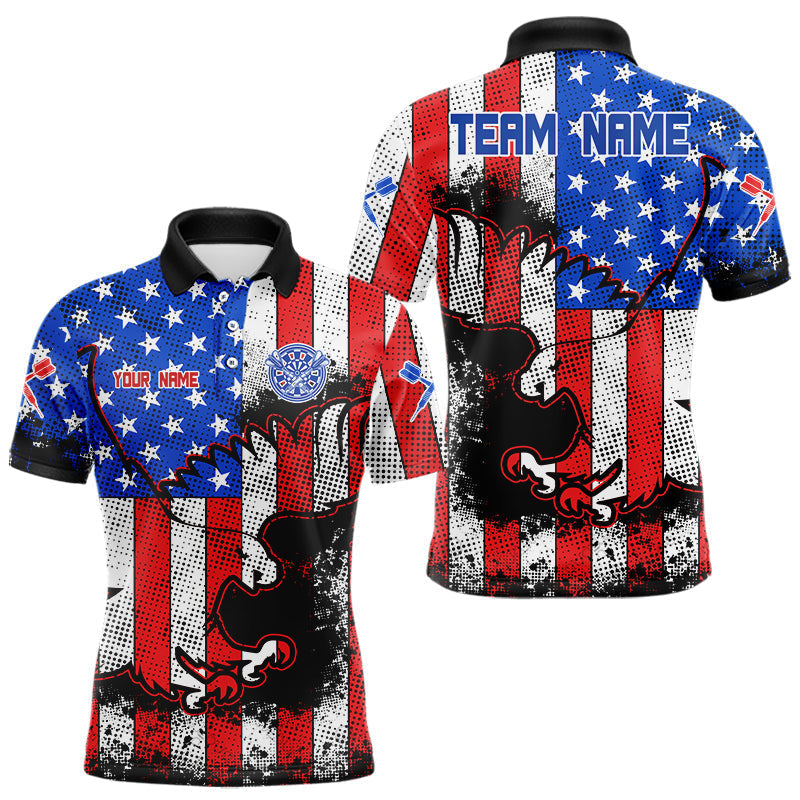 Blisscorners Darts Grunge Eagle US Flag Pattern Custom Dart Shirt For Men, Dart Team Jerseys