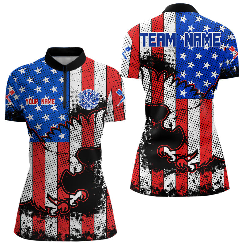 Blisscorners Darts Grunge Eagle US Flag Pattern Custom Dart Shirt For Men, Dart Team Jerseys