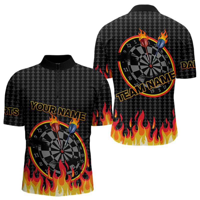 Blisscorners Fire Dart Arrows & Flaming Pattern Darts Shirt For Men - Customizable Name & Team