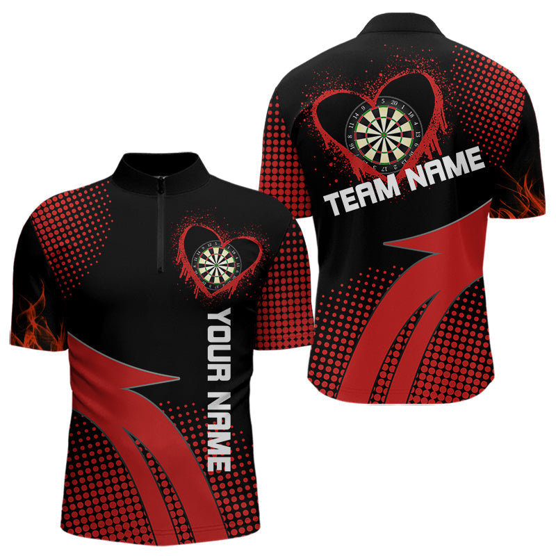 Blisscorners Darts Red Dripping Heart Halftone Pattern Custom Dart Shirt For Men, Dart Team Jerseys