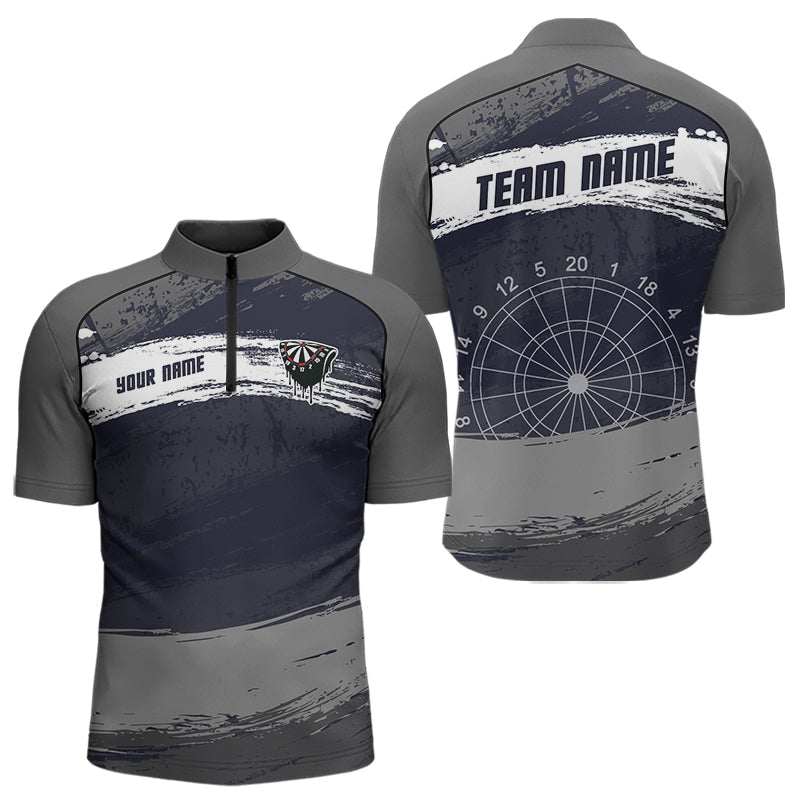 Blisscorners Grey Modern Grunge Dartboard Men's Darts Shirt - Custom Name For Dart Players MT1006