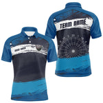 Blisscorners Blue Modern Grunge Dartboard Men's Darts Shirt - Custom Name For Dart Players