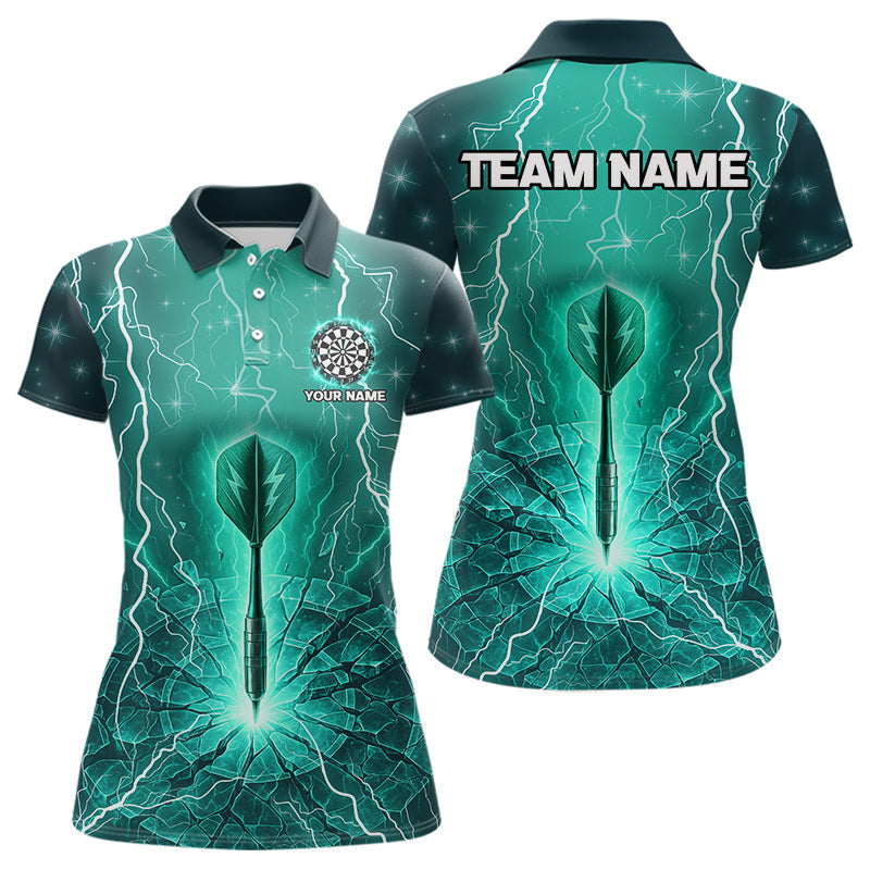Blisscorners Turquoise Thunder Cracked Dartboard Men's Darts Shirt - Custom Name For Players