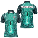 Blisscorners Turquoise Thunder Cracked Dartboard Men's Darts Shirt - Custom Name For Players MT1006