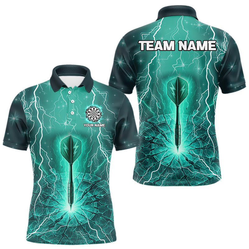 Blisscorners Turquoise Thunder Cracked Dartboard Men's Darts Shirt - Custom Name For Players