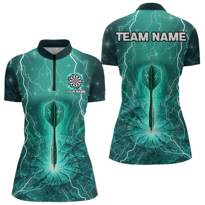 Blisscorners Turquoise Thunder Cracked Dartboard Men's Darts Shirt - Custom Name For Players