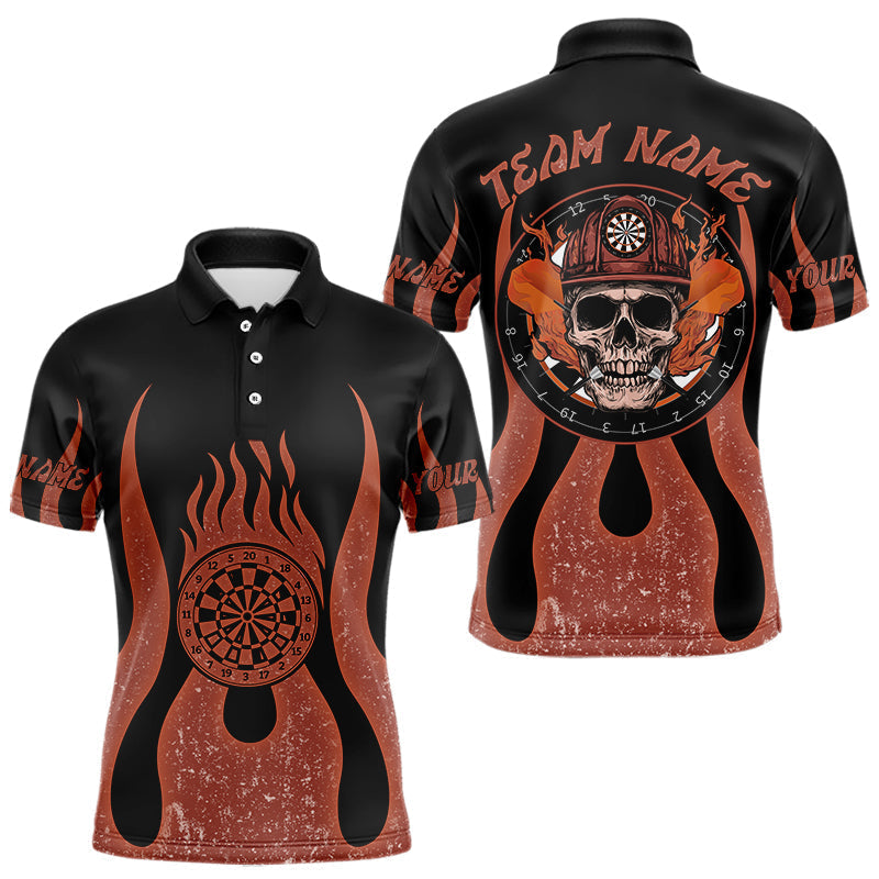 Blisscorners Skull Firefighter Orange-Black Custom Flame Dart Shirt For Men, Dart Team Jerseys