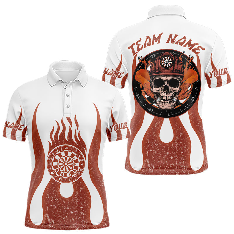 Blisscorners Skull Firefighter Orange-White Custom Flame Dart Shirt For Men, Dart Team Jerseys
