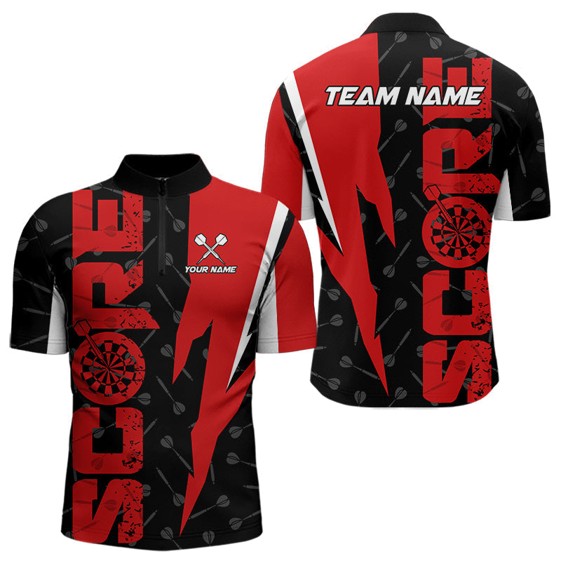 Blisscorners Red Score Dartboard Grunge Darts Shirt For Men - Custom Name & Team JerseyLM3006