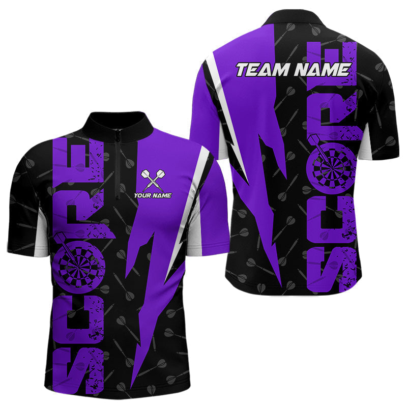 Blisscorners Purple Score Dartboard Grunge Darts Shirt For Men - Custom Name & Team Jersey LM3006