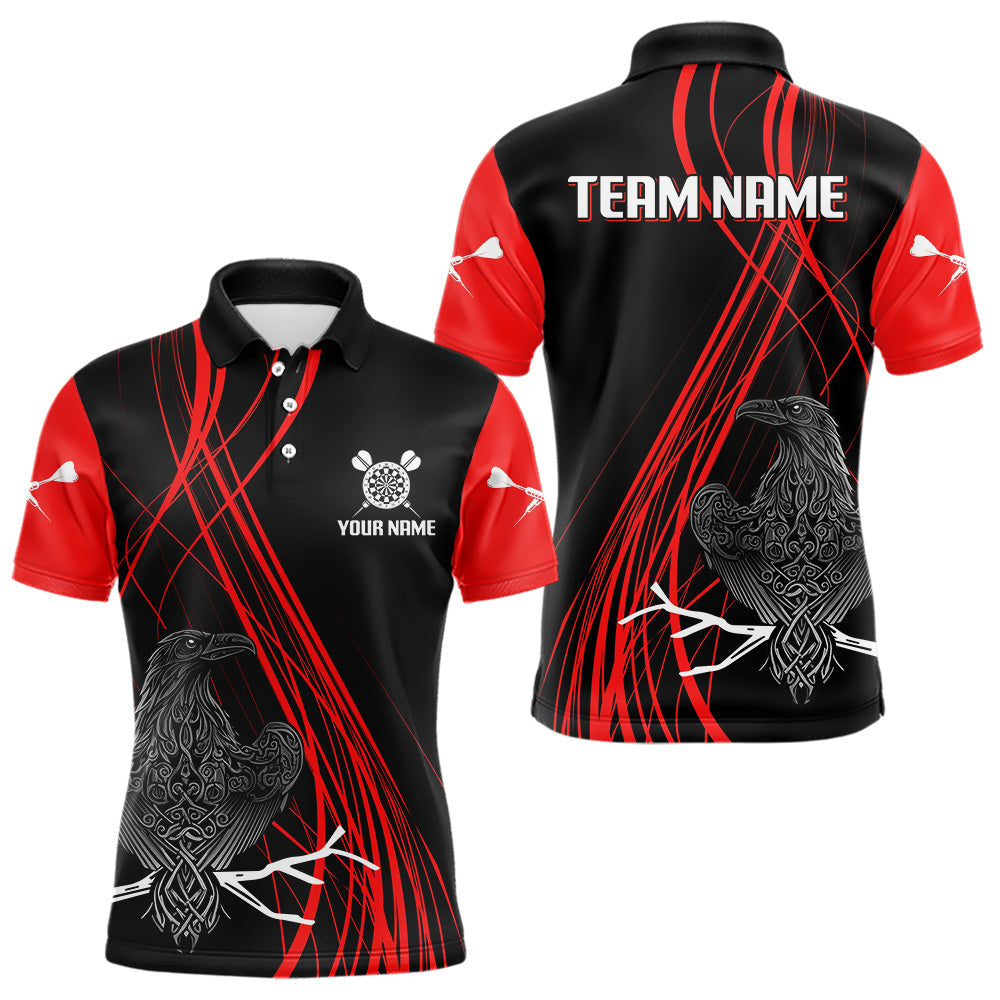 Blisscorners Custom Red Lines Celtic Raven Dart Arrows Dart Shirt For Men, Dart Team Jerseys