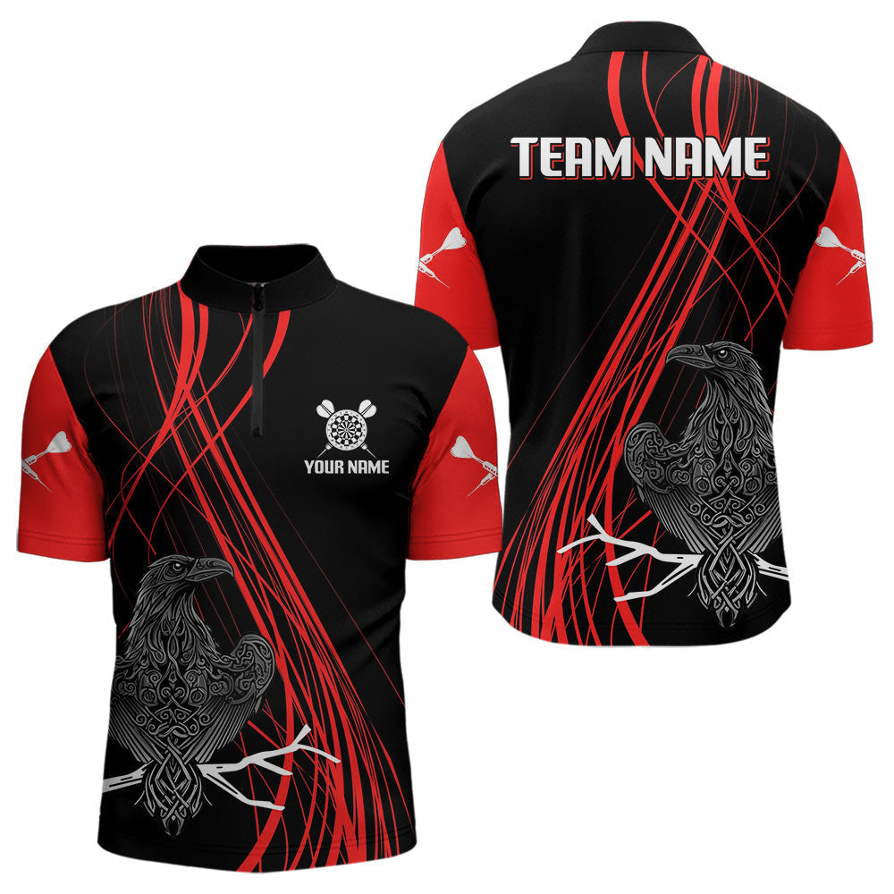 Blisscorners Custom Red Lines Celtic Raven Dart Arrows Dart Shirt For Men, Dart Team Jerseys