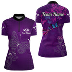 Blisscorners Purple Butterflies Dart Arrow Women's Darts Shirt - Custom Name For Darts Jersey MT1706