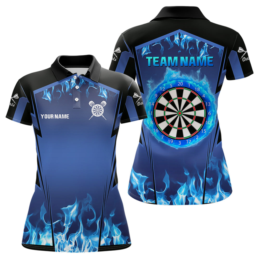 Blisscorners Blue Flaming Dartboard Men's Flaming Darts Shirt - Custom Name For Darts Jersey MT1706