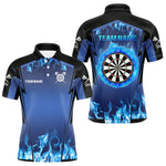 Blisscorners Blue Flaming Dartboard Men's Flaming Darts Shirt - Custom Name For Darts Jersey MT1706