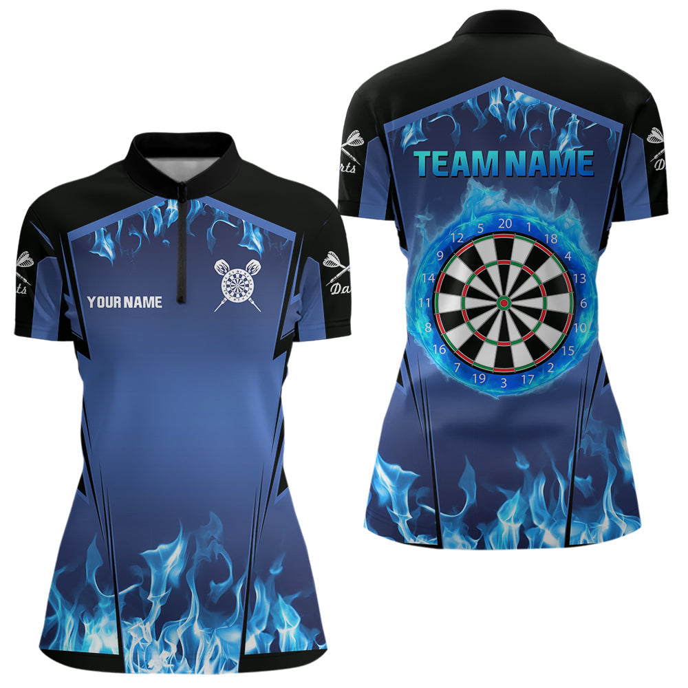 Blisscorners Blue Flaming Dartboard Men's Flaming Darts Shirt - Custom Name For Darts Jersey MT1706