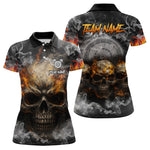 Blisscorners Smoke Skull Darts Grunge Men's Darts Polo Shirt - Custom Name For PlayersLM1307