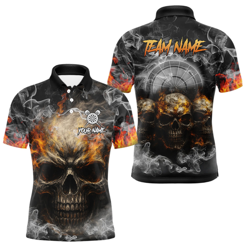 Blisscorners Smoke Skull Darts Grunge Men's Darts Polo Shirt - Custom Name For PlayersLM1307