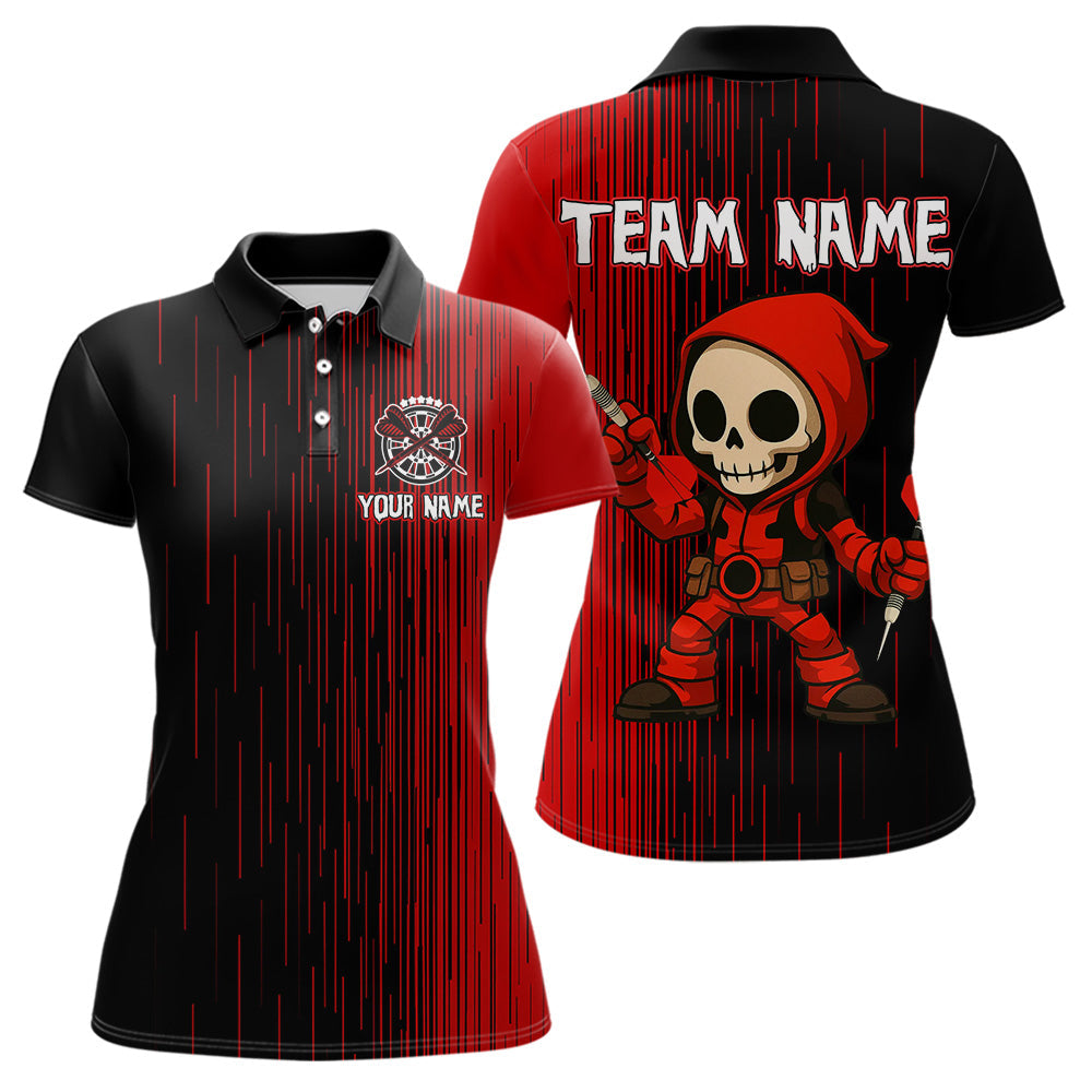 Blisscorners Darts Reaper Kid Red Black Skull Darts Shirt For Men - Custom Name For Players MT2306
