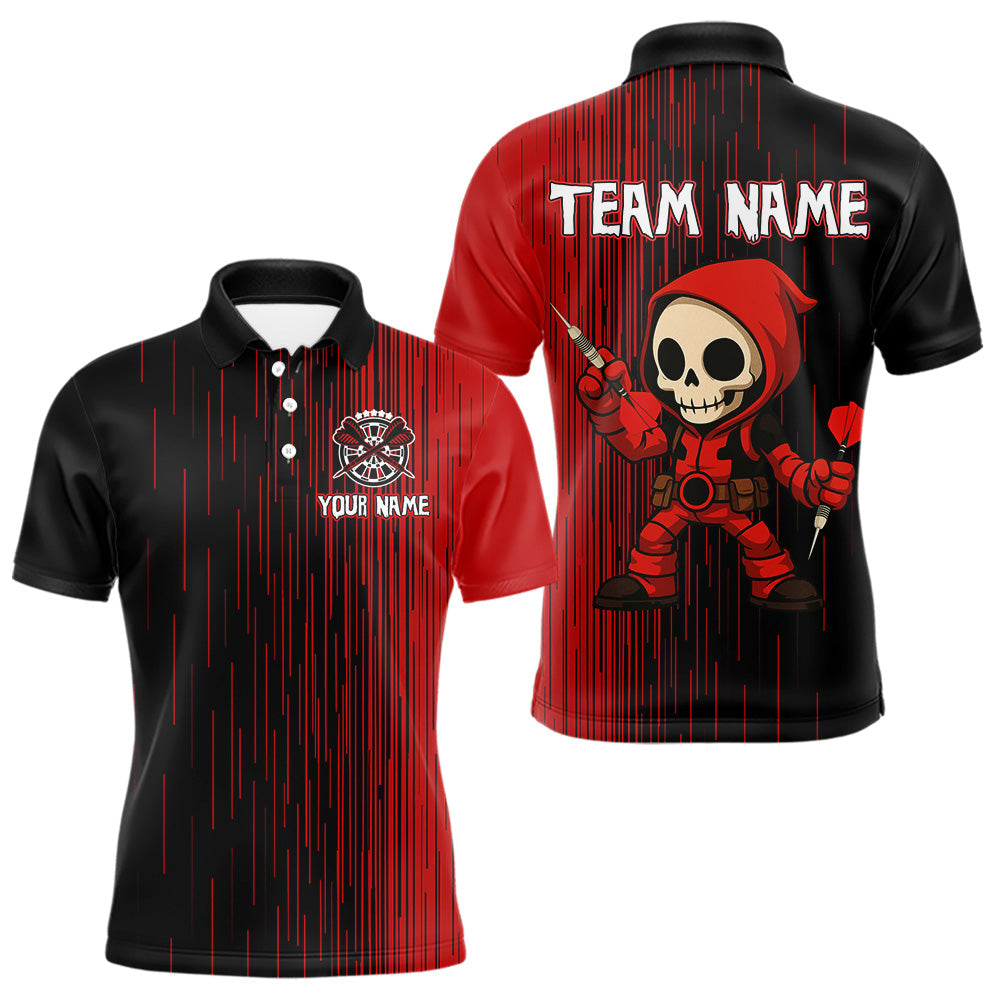 Blisscorners Darts Reaper Kid Red Black Skull Darts Shirt For Men - Custom Name For Players MT2306