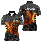 Blisscorners Custom Men's Darts Shirts With Fiery Tiger & Flaming Dartboard, Darts Jersey