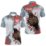 Blisscorners Gray And Red Raven Darts Shirt For Men - Custom Team Name - Unique Dartboard