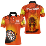 Blisscorners Flaming Tiger Orange Pattern Dartboard Darts Shirt For Men - Custom Name LM1625